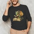 Women's Dragon Bookworm Reading Book Graphic Unisex Long Sleeve T-Shirt Women's Dragon Bookworm Reading Book Graphic Unisex Long Sleeve T-Shirt
