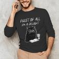 Women's First Of All I’m A Delight Cute Cat Books Coffee Humor Unisex Long Sleeve T-Shirt Women's First Of All I’m A Delight Cute Cat Books Coffee Humor Unisex Long Sleeve T-Shirt