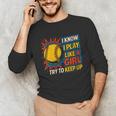 Women's Girls Softball Play Like A Girl Comic Book Pop Art Unisex Long Sleeve T-Shirt Women's Girls Softball Play Like A Girl Comic Book Pop Art Unisex Long Sleeve T-Shirt