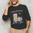 Yarn Quote Easily Distracted By Books And Yarn Reader Unisex Long Sleeve T-Shirt