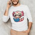Adorable Book Lover Axolotl With Reading Glasses Cute Unisex Long Sleeve T-Shirt Adorable Book Lover Axolotl With Reading Glasses Cute Unisex Long Sleeve T-Shirt