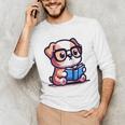Adorable Book Lover Bulldog With Reading Glasses Cute Raglan Baseball Tee Unisex Long Sleeve T-Shirt Adorable Book Lover Bulldog With Reading Glasses Cute Raglan Baseball Tee Unisex Long Sleeve T-Shirt