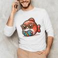 Adorable Book Lover Salmon With Reading Glasses Cute Unisex Long Sleeve T-Shirt