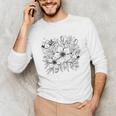 Adult Coloring Book Style Flowers And Ladybug Self Coloring Unisex Long Sleeve T-Shirt