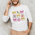 Apple Coquette Bow Books First Day Of School Back To School Unisex Long Sleeve T-Shirt Apple Coquette Bow Books First Day Of School Back To School Unisex Long Sleeve T-Shirt