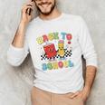 Back To School Checkered Book Pencil Groovy Teacher Student Unisex Long Sleeve T-Shirt