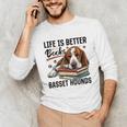 Basset Hound Dog Breed Life Is Better With Books And a For Men Women Girls Kids Unisex Long Sleeve T-Shirt