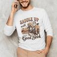Bookish Retro Western Cowgirl Texas Book Lover Novel Reader Unisex Long Sleeve T-Shirt
