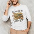 Books Are My Therapy Vintage Book Lover Daisy Art Unisex Long Sleeve T-Shirt