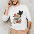 Cat And Books Flowers Reading Club Cat Lover Bookworm Unisex Long Sleeve T-Shirt