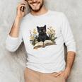 Cat Shirts For Women Book Lover Shirt Cute Cat And Book Premium Tri-Blend Unisex Long Sleeve T-Shirt