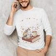 Coffee Cats & Books Cute Cat Book Lover Reading Unisex Long Sleeve T-Shirt