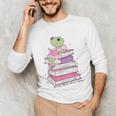 Cute Book Lover Frog Pretty Girls Read Books Kawaii Reading Unisex Long Sleeve T-Shirt