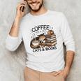 Cute Coffee Cats Books Lover Idea Women Men Kids Unisex Long Sleeve T-Shirt Cute Coffee Cats Books Lover Idea Women Men Kids Unisex Long Sleeve T-Shirt