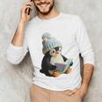 Cute Penguin Reading Book Faux-Crochet Print Unisex Long Sleeve T-Shirt Cute Penguin Reading Book Faux-Crochet Print Unisex Long Sleeve T-Shirt