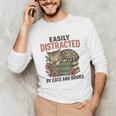Easily Distracted By Cats And Books Vintage Unisex Long Sleeve T-Shirt Easily Distracted By Cats And Books Vintage Unisex Long Sleeve T-Shirt