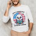 A Good Day To Read a Book Reading Eagle With American Flag Unisex Long Sleeve T-Shirt