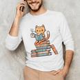 Kawaii Cat Coffee Books Teacher Men Women Girls Kids Unisex Long Sleeve T-Shirt Kawaii Cat Coffee Books Teacher Men Women Girls Kids Unisex Long Sleeve T-Shirt