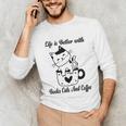 Life Is Better With Books Cats And Coffee Shirt Unisex Long Sleeve T-Shirt