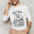 Life Is Better With Cats & Books Sphynx Cat Mom Women Unisex Long Sleeve T-Shirt
