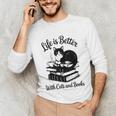 Life Is Better With Cats & Books Tuxedo Cat Mom Women Unisex Long Sleeve T-Shirt Life Is Better With Cats & Books Tuxedo Cat Mom Women Unisex Long Sleeve T-Shirt