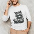 Raccoon With Book Cute Raccoons Reading Books Unisex Long Sleeve T-Shirt