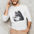 Reading Cat Cat Book Lover Unisex Long Sleeve T-Shirt