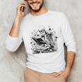 Skeleton Skull Halloween Book Reading Books Lover Teacher Unisex Long Sleeve T-Shirt