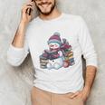 Snowman Reading Book Lovers Christmas Bookworm Librarian Unisex Long Sleeve T-Shirt Snowman Reading Book Lovers Christmas Bookworm Librarian Unisex Long Sleeve T-Shirt