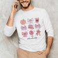 Valentine Teacher Cute Bows Apple Globe Pencil Books Art Unisex Long Sleeve T-Shirt Valentine Teacher Cute Bows Apple Globe Pencil Books Art Unisex Long Sleeve T-Shirt