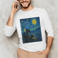 Van Gogh Starry Night Fantasy Reader Dragon Reading Book Unisex Long Sleeve T-Shirt Van Gogh Starry Night Fantasy Reader Dragon Reading Book Unisex Long Sleeve T-Shirt