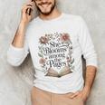 Women's She Blooms Among The Pages Women Mom Wife Floral Book Lover Unisex Long Sleeve T-Shirt