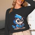 Adorable Book Lover Blue Jay With Reading Glasses Cute Unisex Long Sleeve T-Shirt