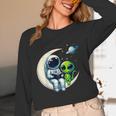 Astronaut Reading Book To Alien Shirt Moon Space Lover Kids Unisex Long Sleeve T-Shirt