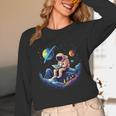 Astronaut Reading Book In Space Books Lover Bookworm Unisex Long Sleeve T-Shirt