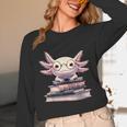 Axolotl Books Readsalotl Reading Bookworm Kawaii Axolotl Unisex Long Sleeve T-Shirt
