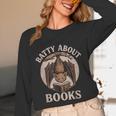 Batty About Books Reading Book Lover Men Women Distressed Unisex Long Sleeve T-Shirt
