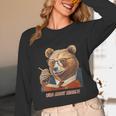 Bear Reading Book Glasses Library Zoo Teacher School Animal Unisex Long Sleeve T-Shirt