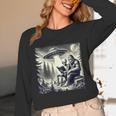 Bigfoot With Alien Reading A Book Bigfoot And UFO Unisex Long Sleeve T-Shirt