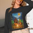 Bigfoot And Alien Reading Books Campfire Halloween Unisex Long Sleeve T-Shirt
