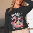 Book Girl Summer Skeleton Reading Books Lovers Beach Unisex Long Sleeve T-Shirt