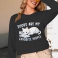 Books Are My Favorite People Cat With Coffee Mug Book Lovers Unisex Long Sleeve T-Shirt