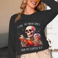 I Like My Books Spicy And My Coffee Icy Skeleton Unisex Long Sleeve T-Shirt