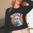 BOOOKS Cute Ghost Reading Books Halloween Unisex Long Sleeve T-Shirt