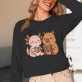 Capybara Axolotl Kawaii Kids Anime Book Lover Reading Unisex Long Sleeve T-Shirt Capybara Axolotl Kawaii Kids Anime Book Lover Reading Unisex Long Sleeve T-Shirt