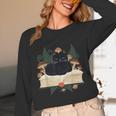 Cat On Open Book Mushrooms Ferns Dark Academia Unisex Long Sleeve T-Shirt Cat On Open Book Mushrooms Ferns Dark Academia Unisex Long Sleeve T-Shirt