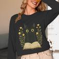 Cat Reading Book Flowers Unisex Long Sleeve T-Shirt