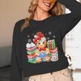Christmas Gingerbread Man Reading Book Snowflake Teacher Unisex Long Sleeve T-Shirt