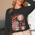 Coquette Teacher School Supplies Bows Books Globe Apple Cute Unisex Long Sleeve T-Shirt