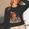 Cozy Gingerbread Christmas Reading Book Xmas Snowflakes Fall Unisex Long Sleeve T-Shirt